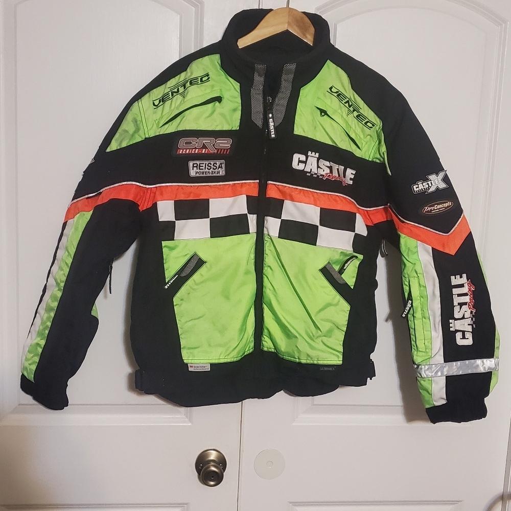 Castle Racing CR2 Series01 Black&Neon Green/HiVisSnowmobile insulated jacket szL
